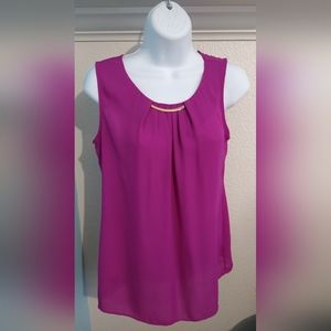 Worthington sleeveless woven top in Fuschia, size Small